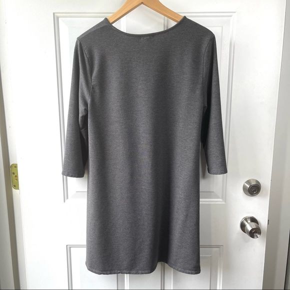 Garnet Hill Grey 3/4 Sleeve Tencel Lyocell Shift Casual Soft Dress Size M - Picture 3 of 8